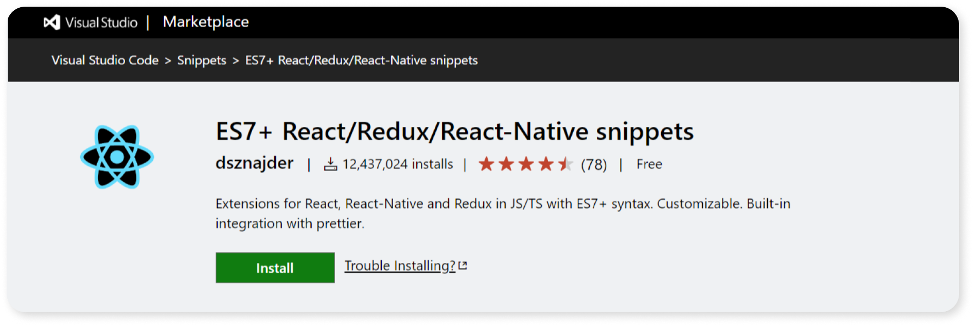 ES7 ReactReduxGraphQlReact Native Snippets
