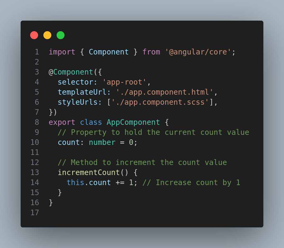 Example of Event Binding - app.compoent.ts