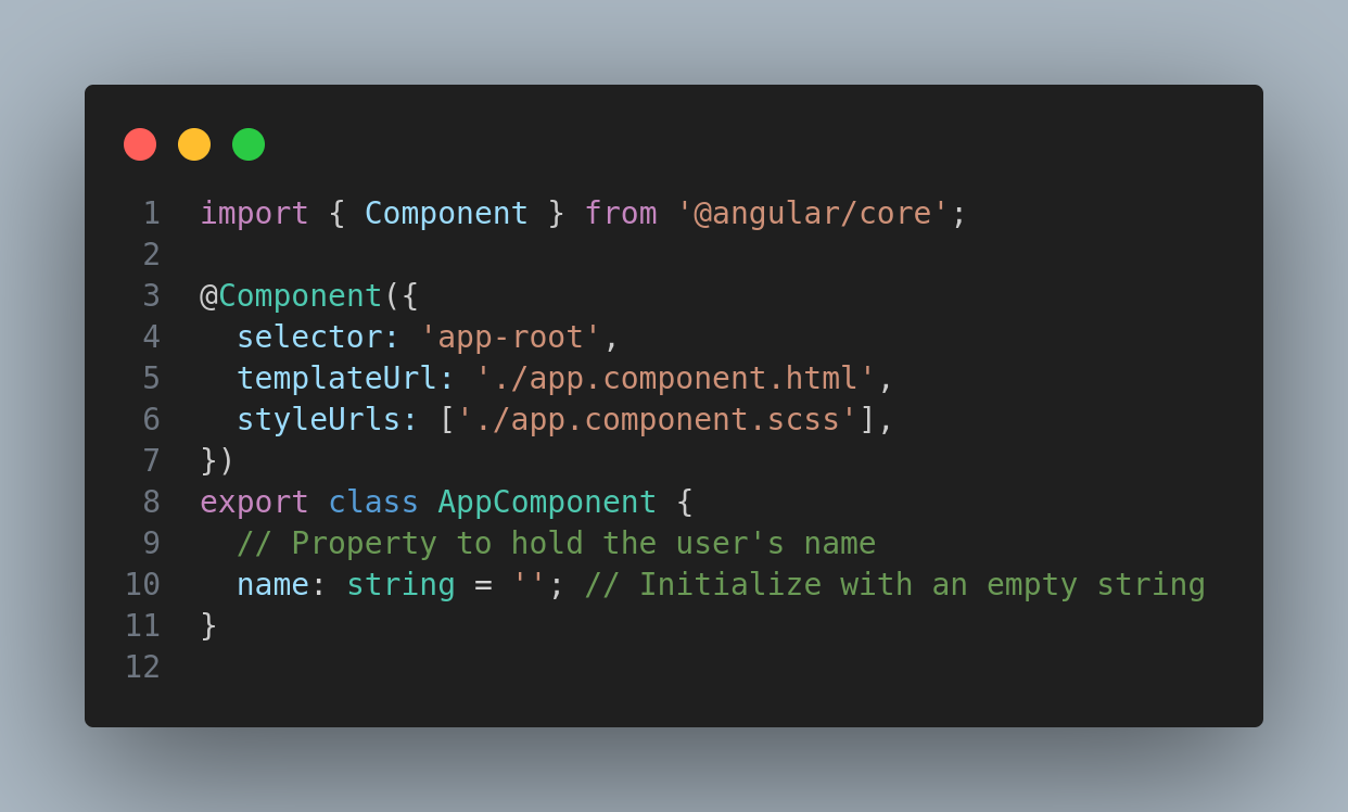 Example of Two Way Binding - app.component.ts