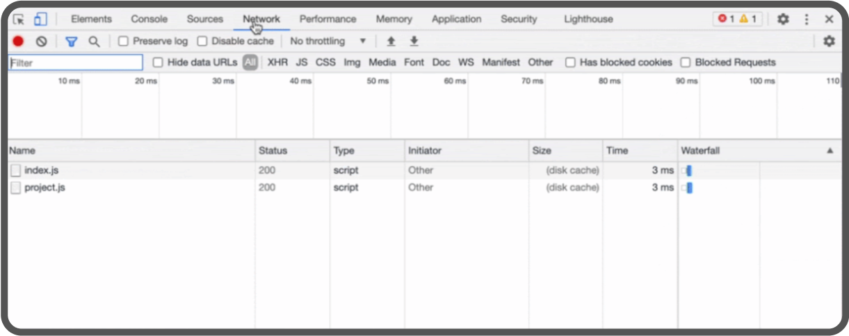 Using the Network tab