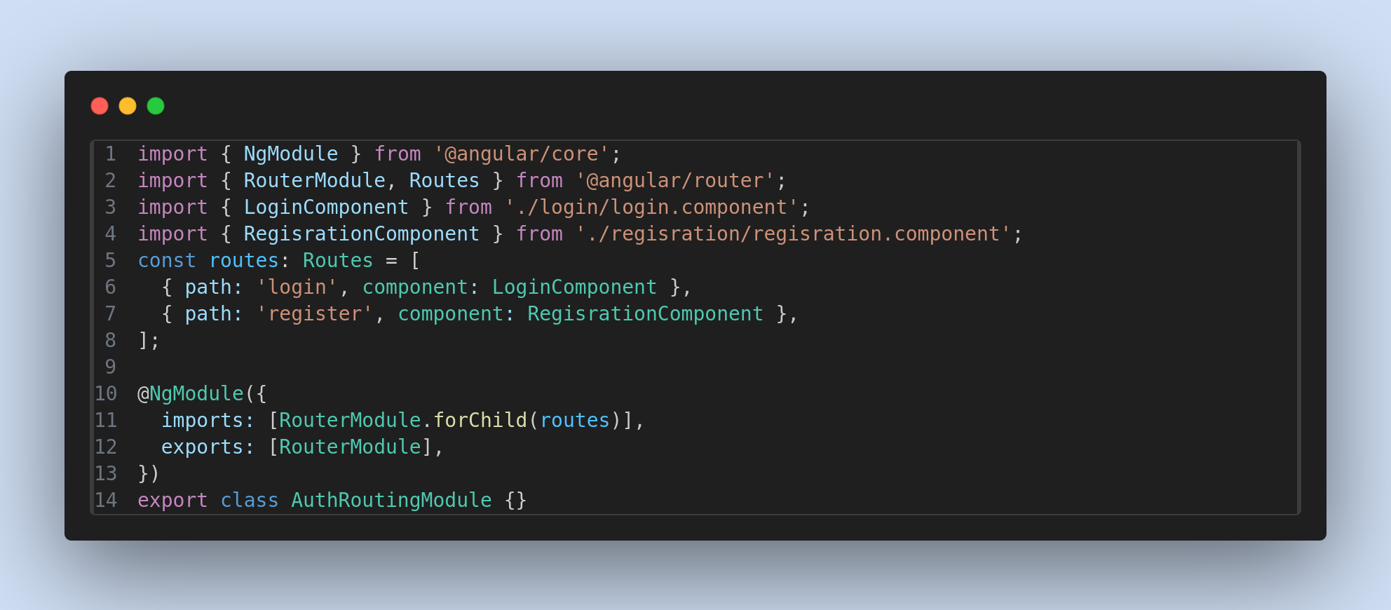 Angular application with two components