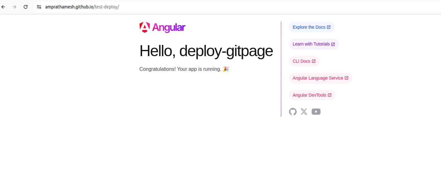 Deployed angular application on Github pages