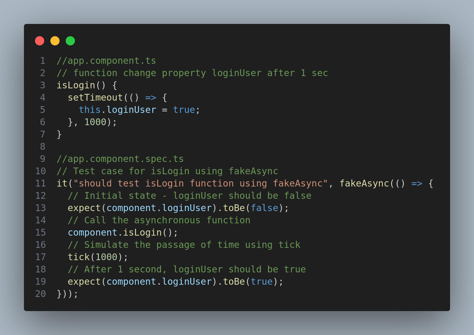 fakeAsync