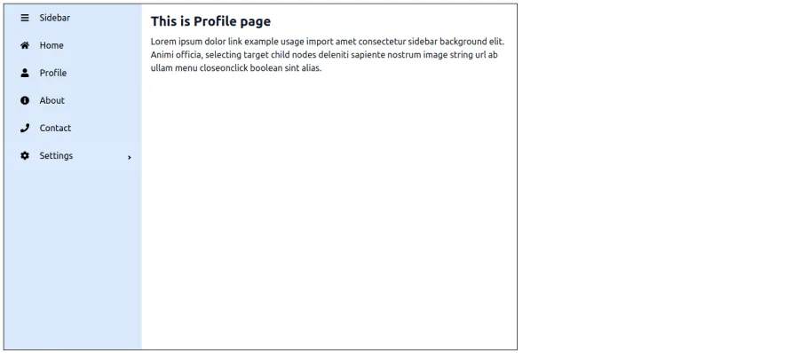 Profile page looks with the navigation sidebar