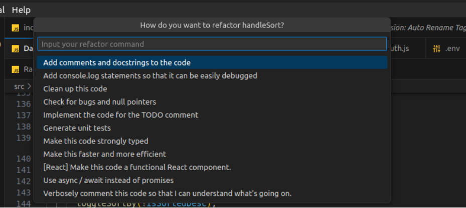 Refactor options