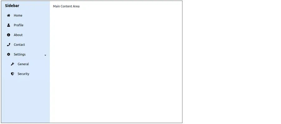 sidebar in the submenu state