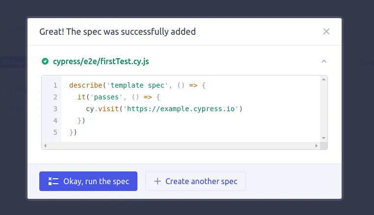  spec test file you success page