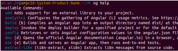 various angular cli commands