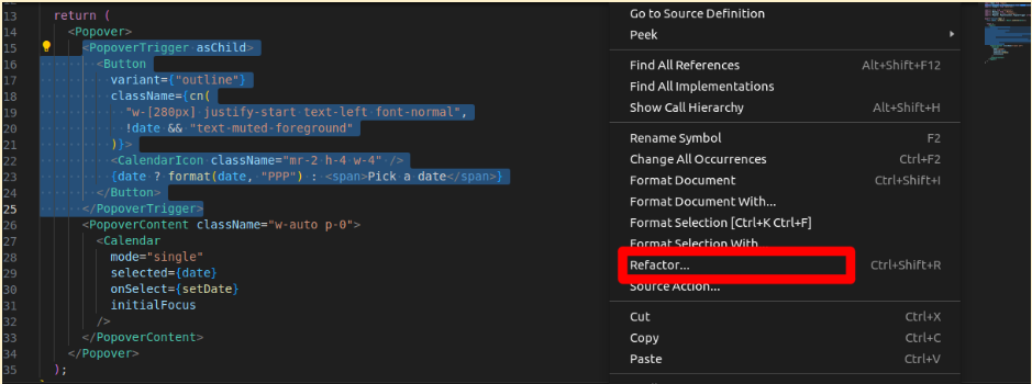 VSCODE React Refactor
