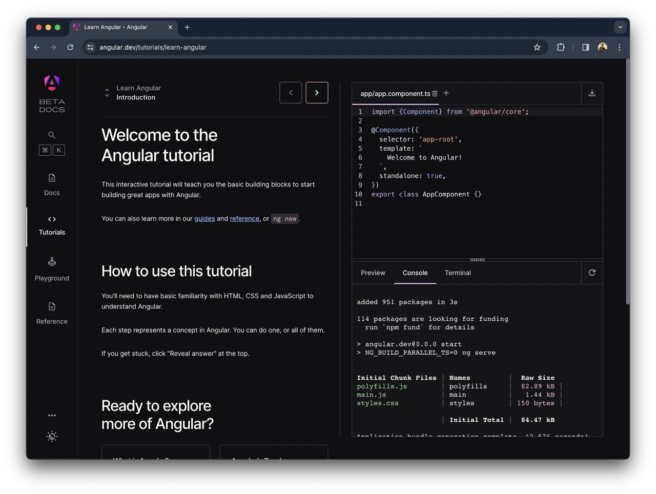New Look of Angular Official Development Documentation
